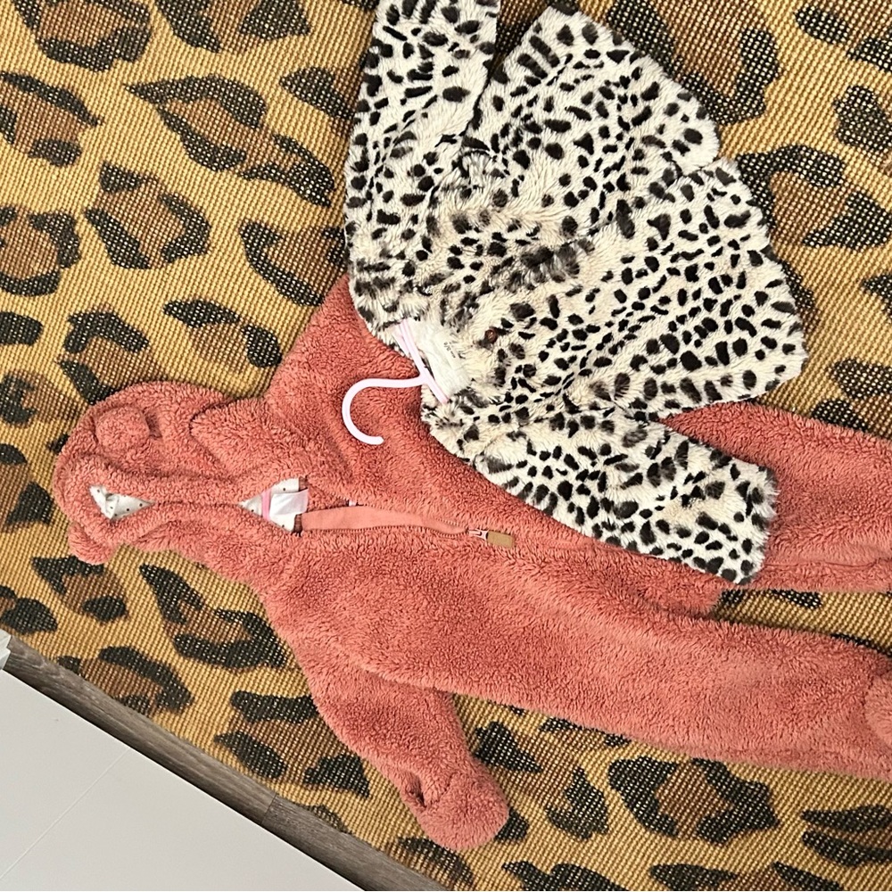 Chic Animal Print Fleece Jacket and cosy onsie